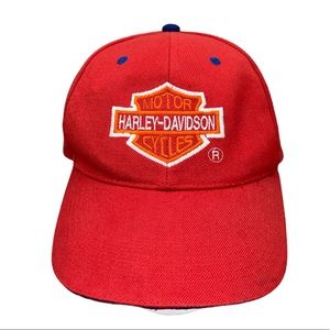 Red 6 Panel Unisex Harley-Davidson Patch Ball Cap One Size